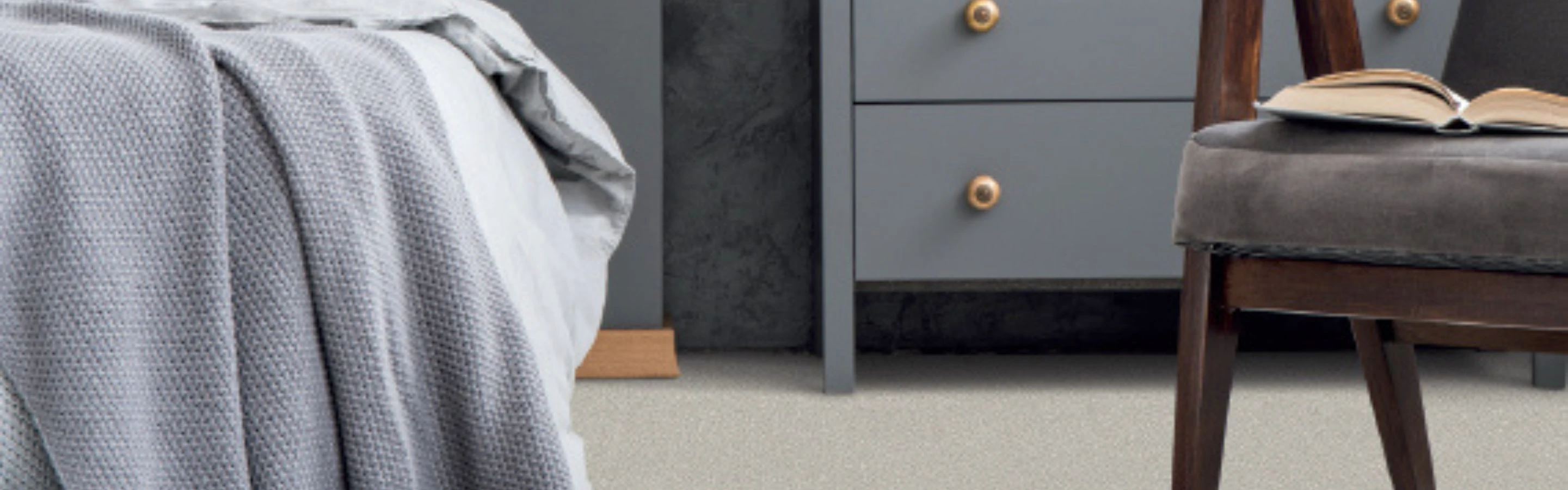 carpet in bedroom with gray accents